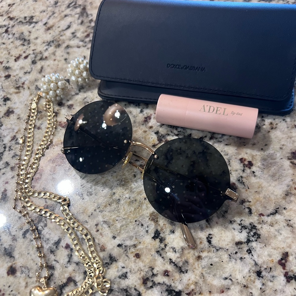 Dolce & Gabbana Gold and Black Round Sunglasses